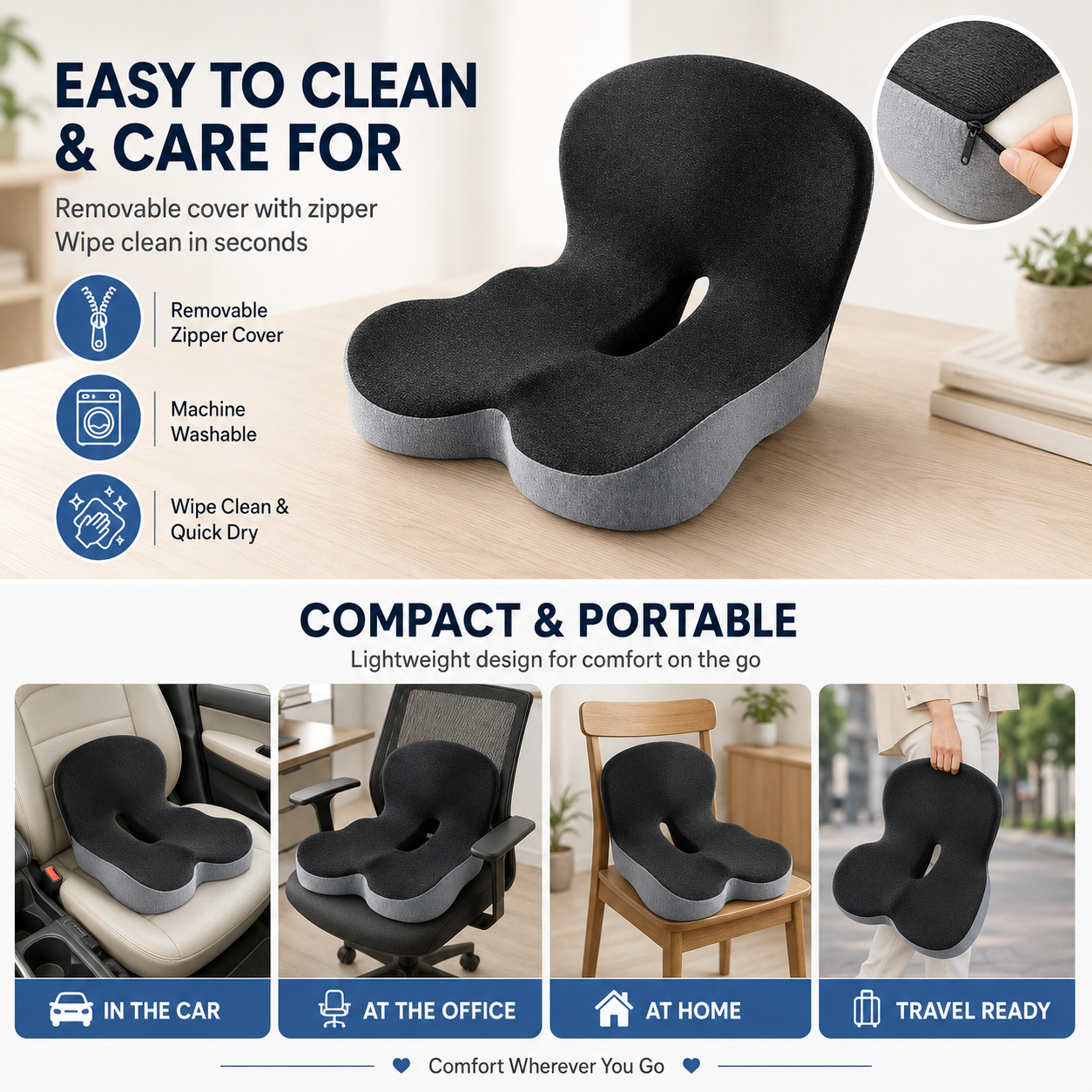 🔥Sitting all day? This cushion can instantly relieve pressure on your back and tailbone.