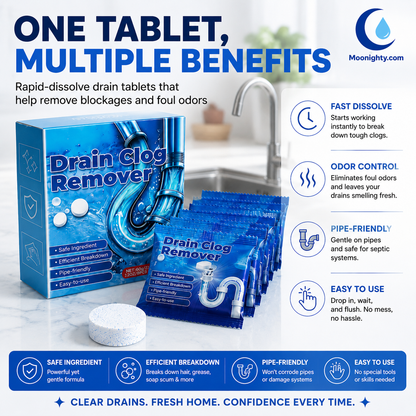 Effervescent Drain Clog Remover Tablets