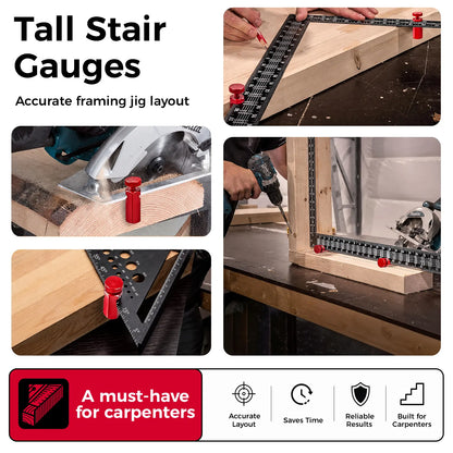 Tall Stair Gauges for Framing Square with Holder & Hook 📐🪵