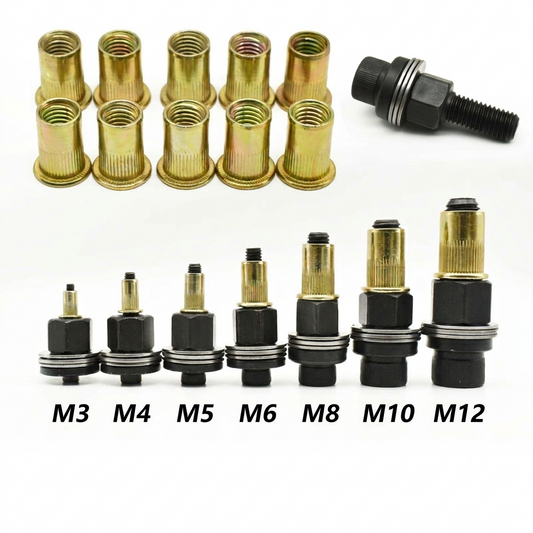 ⏳Oferta por Tiempo Limitado⏰ Juego de Cabezal de Remachadora y Tapa para Tuercas Remachables | Herramienta de Sujeción de Acero de Alta Resistencia | Kit Portátil para Uso Automotriz, Chapa Metálica e Industrial