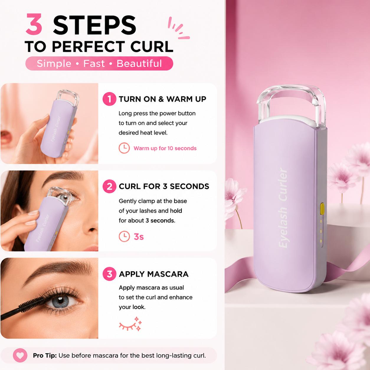 🔥LAST DAY 49% OFF-Rechargeable Electric Heated Eyelash Curler - Perfect Lash Curl in Seconds 👁️✨