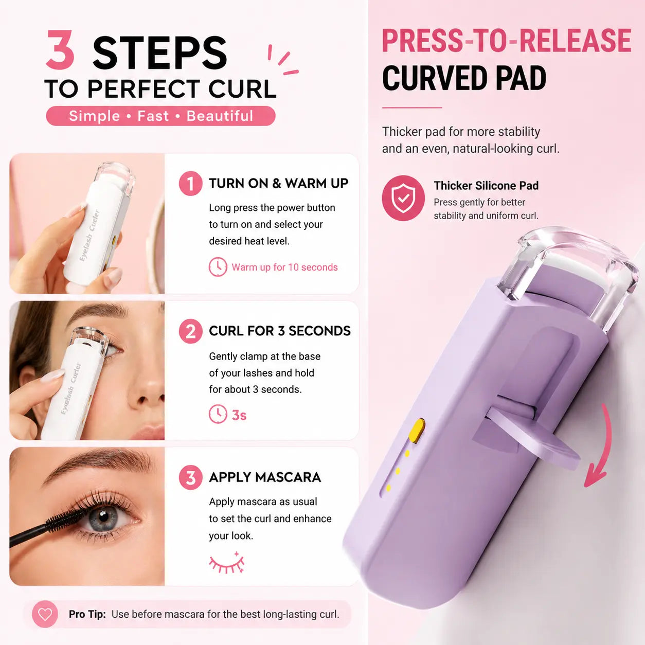 🔥LAST DAY 49% OFF-Rechargeable Electric Heated Eyelash Curler - Perfect Lash Curl in Seconds 👁️✨