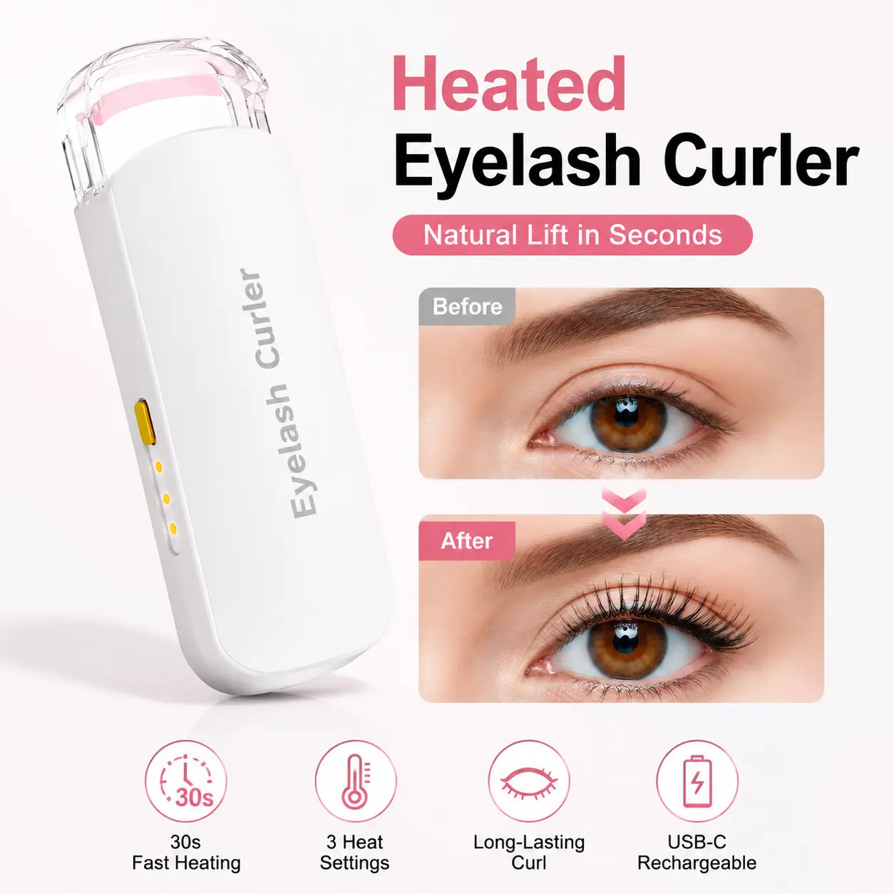 🔥LAST DAY 49% OFF-Rechargeable Electric Heated Eyelash Curler - Perfect Lash Curl in Seconds 👁️✨