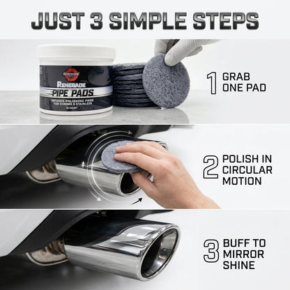 MirrorFinish Pads Remove scratches and oxidation.