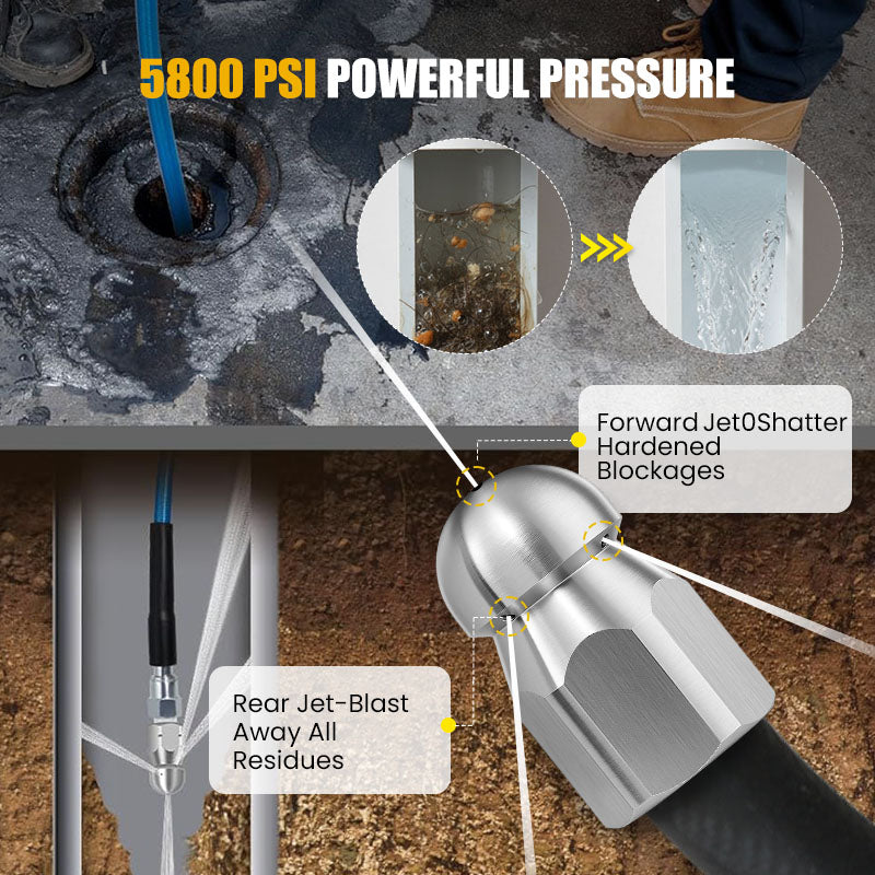 🚿 50% OFF NOW! ⚡ 5800 PSI Sewer Cleaning Kit – Rotating Nozzle, Reinforced Hose & Effective Pipe Unclogging 🛠️