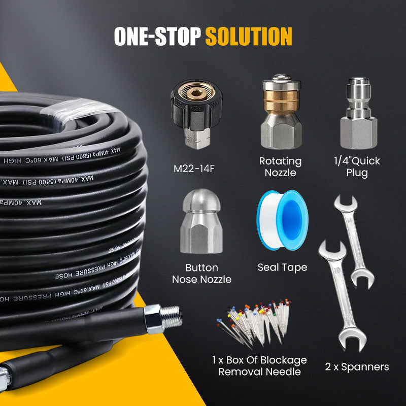 🚿 50% OFF NOW! ⚡ 5800 PSI Sewer Cleaning Kit – Rotating Nozzle, Reinforced Hose & Effective Pipe Unclogging 🛠️