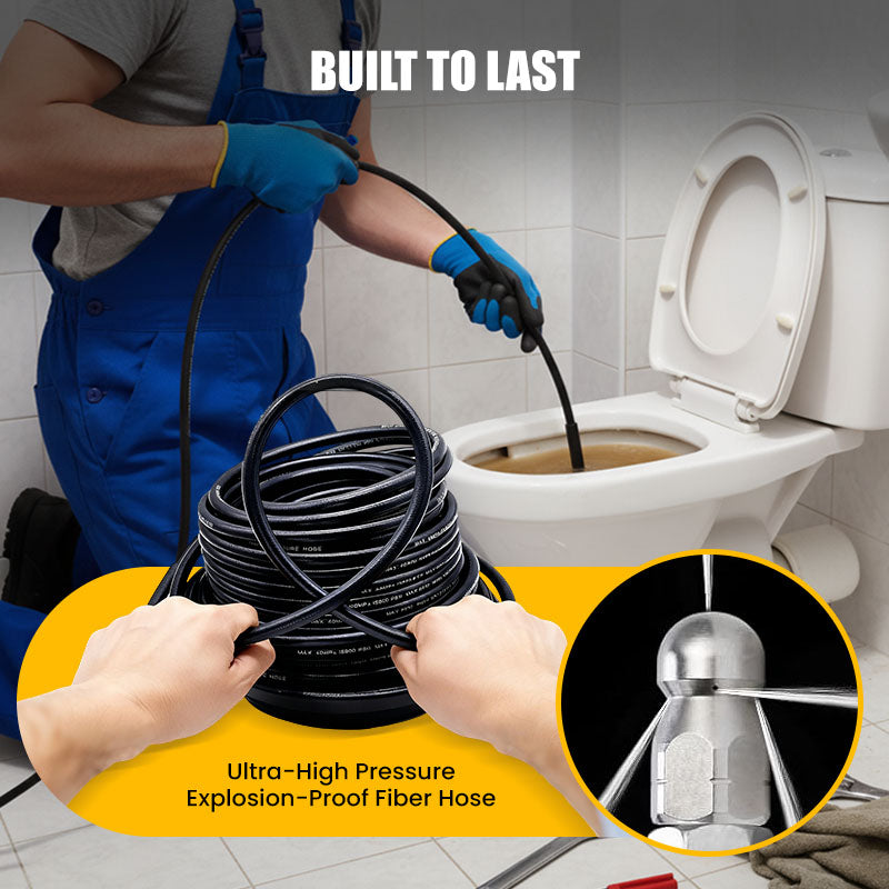 🚿 50% OFF NOW! ⚡ 5800 PSI Sewer Cleaning Kit – Rotating Nozzle, Reinforced Hose & Effective Pipe Unclogging 🛠️