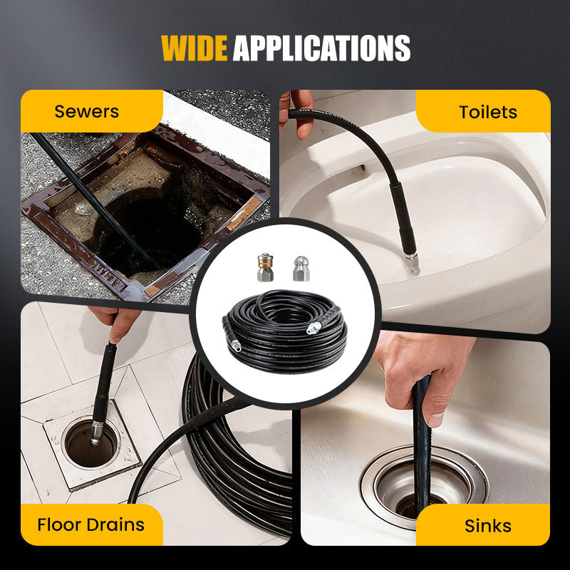 🚿 50% OFF NOW! ⚡ 5800 PSI Sewer Cleaning Kit – Rotating Nozzle, Reinforced Hose & Effective Pipe Unclogging 🛠️