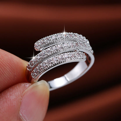 Stylish, simple, and elegant micro-paved zircon ring for women