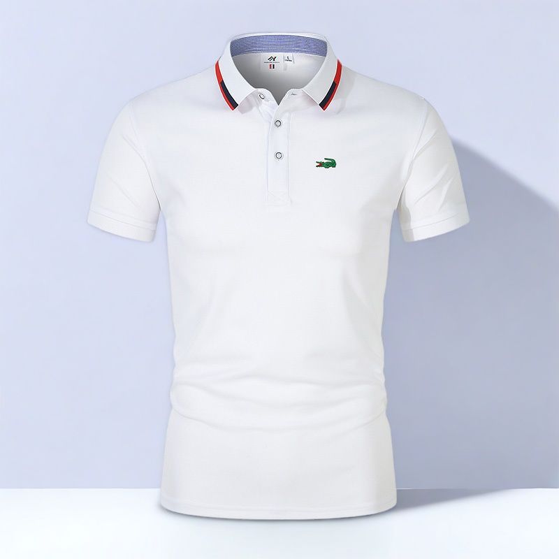 Men’s Comfortable Breathable Solid-Color Turn-Down Collar Short-Sleeve Polo