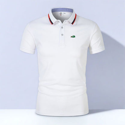 Men’s Comfortable Breathable Solid-Color Turn-Down Collar Short-Sleeve Polo
