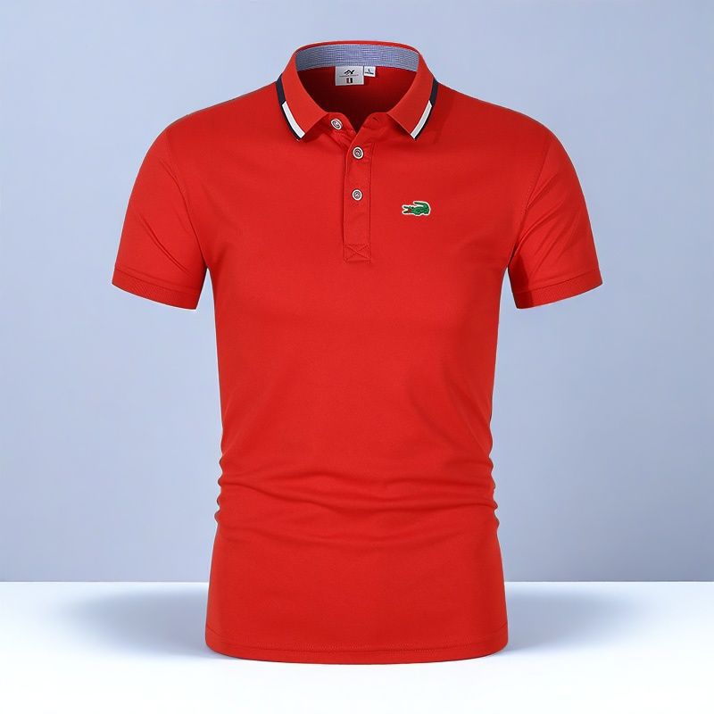 Men’s Comfortable Breathable Solid-Color Turn-Down Collar Short-Sleeve Polo