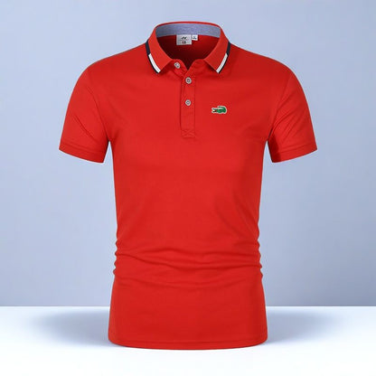 Men’s Comfortable Breathable Solid-Color Turn-Down Collar Short-Sleeve Polo