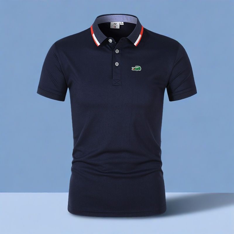 Men’s Comfortable Breathable Solid-Color Turn-Down Collar Short-Sleeve Polo