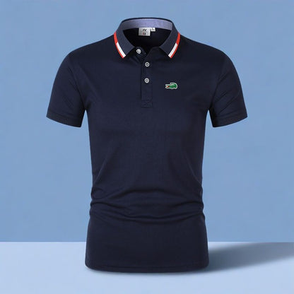 Men’s Comfortable Breathable Solid-Color Turn-Down Collar Short-Sleeve Polo