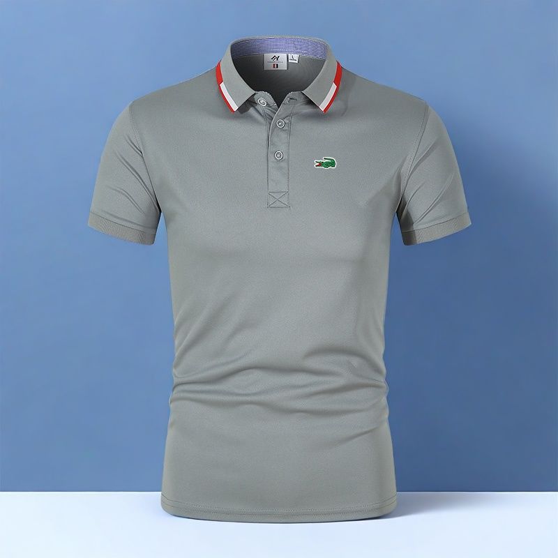 Men’s Comfortable Breathable Solid-Color Turn-Down Collar Short-Sleeve Polo