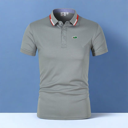 Men’s Comfortable Breathable Solid-Color Turn-Down Collar Short-Sleeve Polo