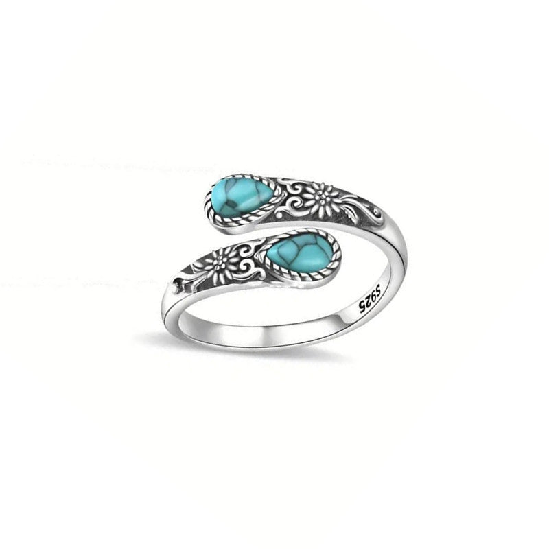 Moonstone Bloom Ring | Vintage Floral • Adjustable Open Band