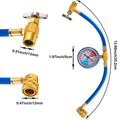 🔧 ❄️ R134a AC Refrigerant Charging Hose with Gauge – Leak-proof, easy read & compatible with cars, trucks or home AC – safe DIY recharge 🚗