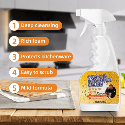 Kitchen Spray Cleaner & Degreaser - Antibacterial Lemon Scented Quick Grease Removal