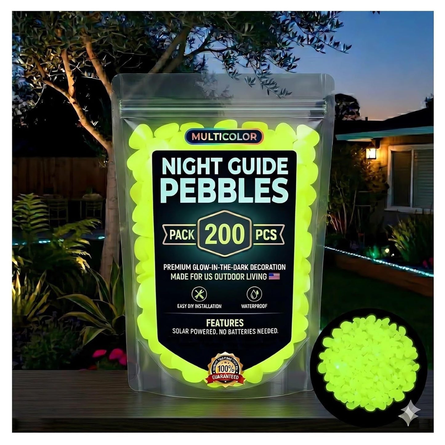 Colorful Glow in the Dark Garden Stones – Luminous Pebbles for Garden, Aquarium & Outdoor Decor