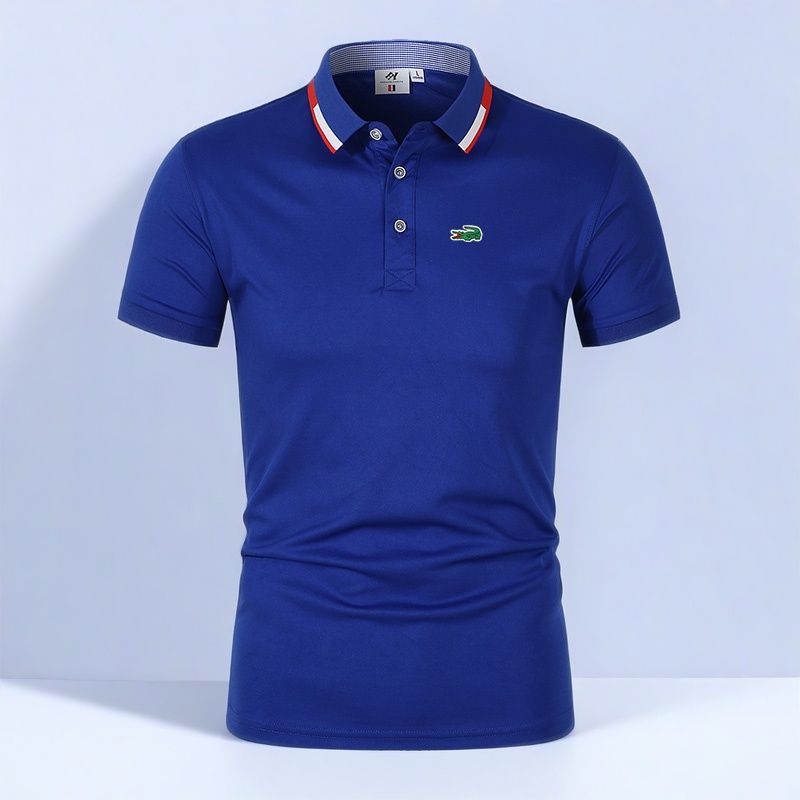 Men’s Comfortable Breathable Solid-Color Turn-Down Collar Short-Sleeve Polo