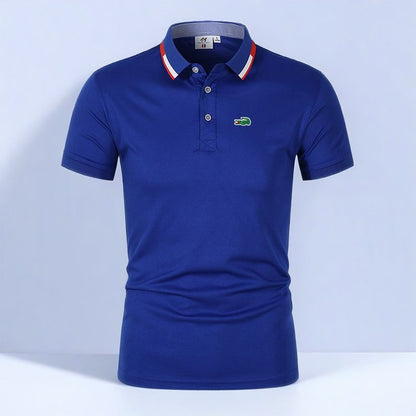 Men’s Comfortable Breathable Solid-Color Turn-Down Collar Short-Sleeve Polo