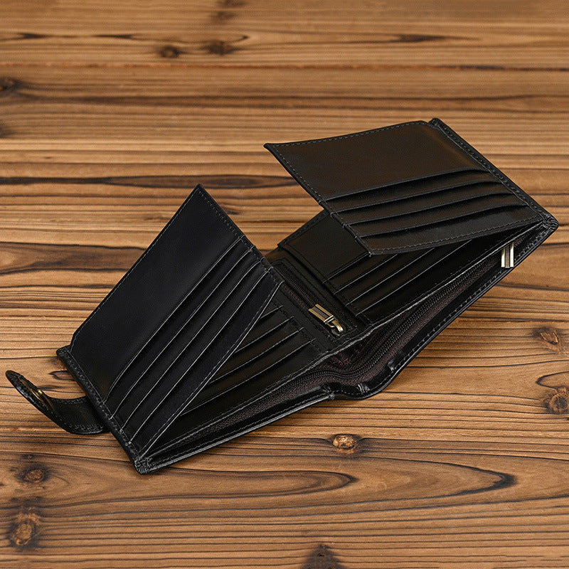 Men's Top Grain Cowhide Leather Bifold Wallet – Classic Design, Ample Storage