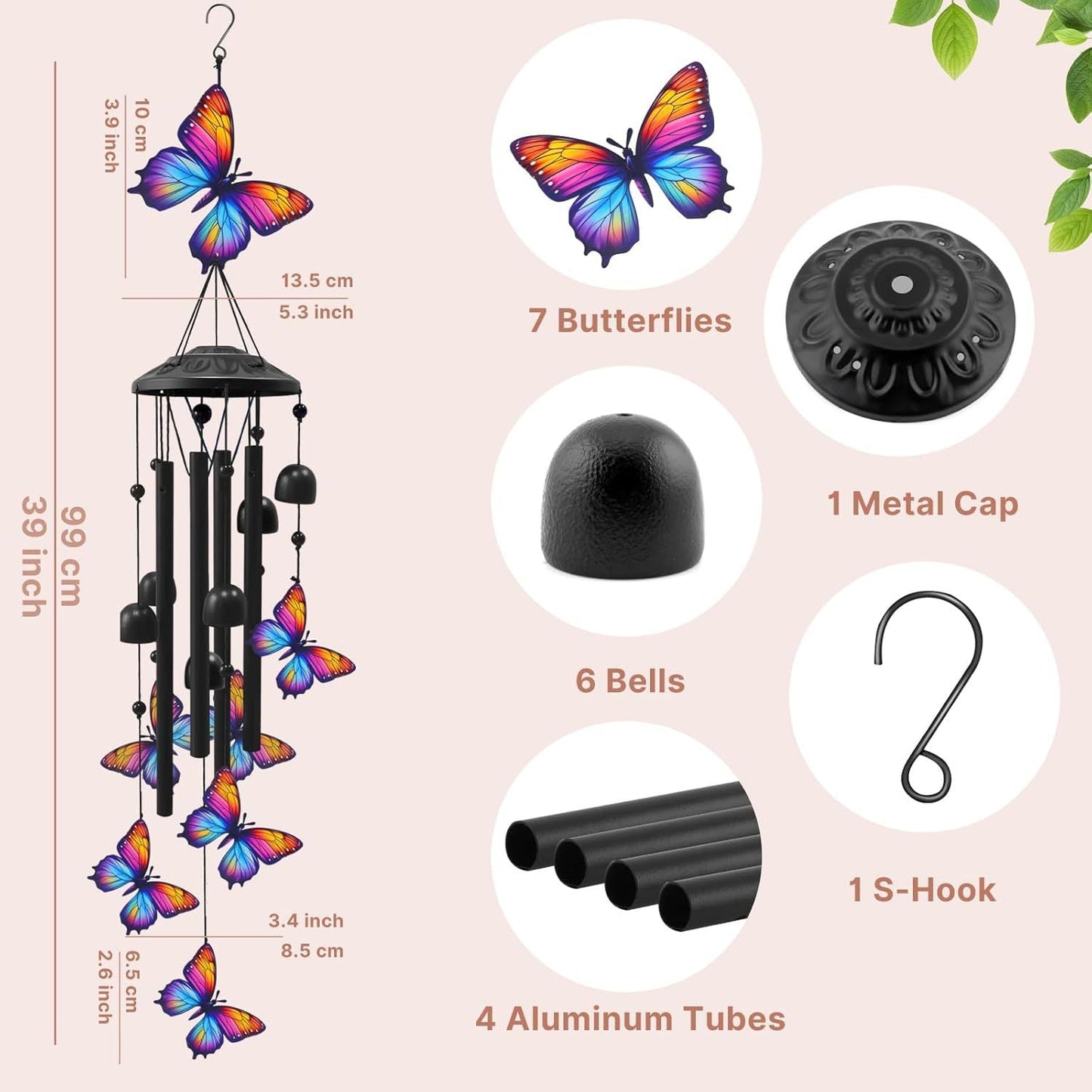 🔥Last Day 60% OFF🔥-🐦Vintage Colorful Hummingbird Wind Chime with Metal Tubes and Bells