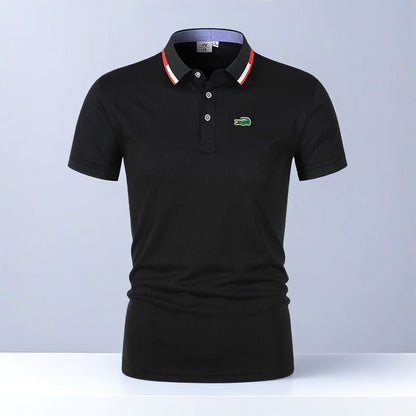 Men’s Comfortable Breathable Solid-Color Turn-Down Collar Short-Sleeve Polo