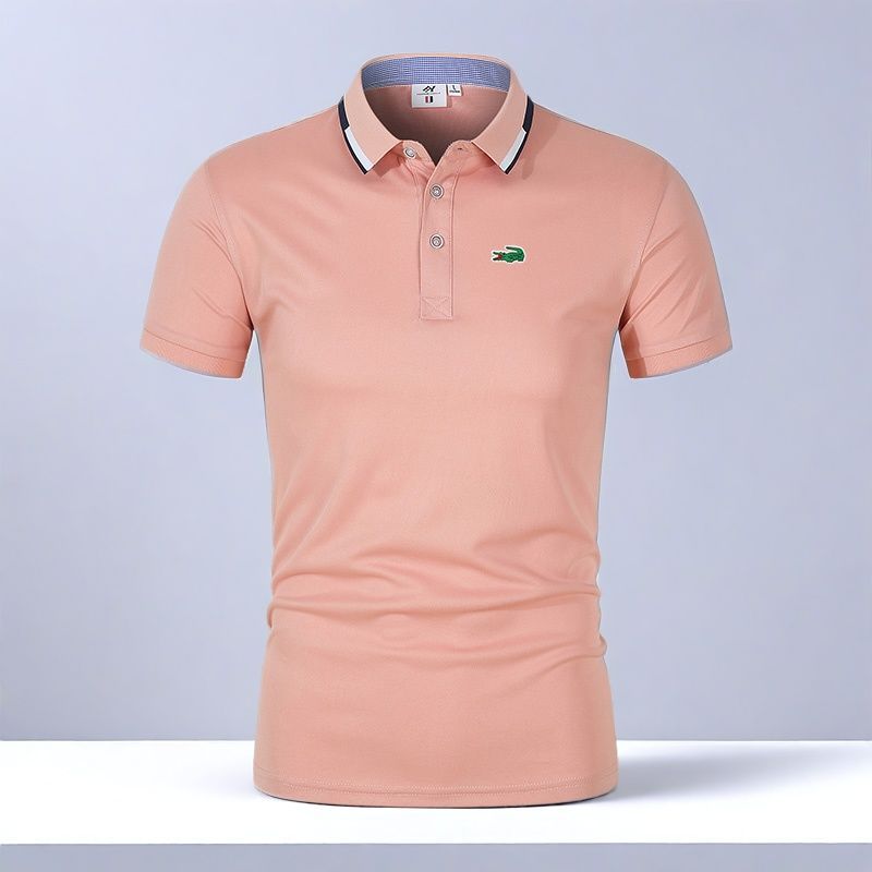 Men’s Comfortable Breathable Solid-Color Turn-Down Collar Short-Sleeve Polo