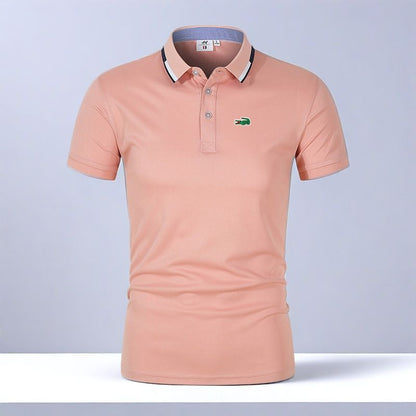 Men’s Comfortable Breathable Solid-Color Turn-Down Collar Short-Sleeve Polo
