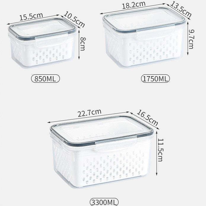 🔥Household transparent plastic food storage box-Including drain basket💧