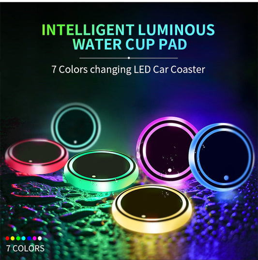 2 luces LED para portavasos - Iluminación ambiental impermeable recargable por USB
