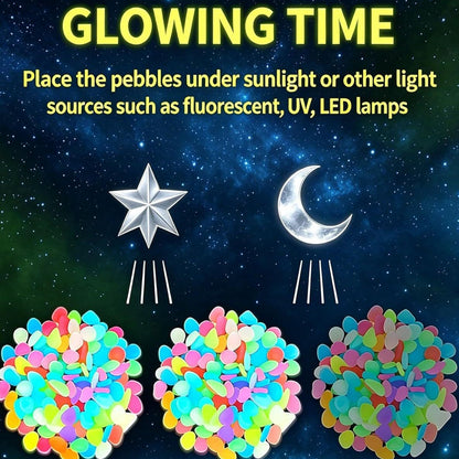 Colorful Glow in the Dark Garden Stones – Luminous Pebbles for Garden, Aquarium & Outdoor Decor