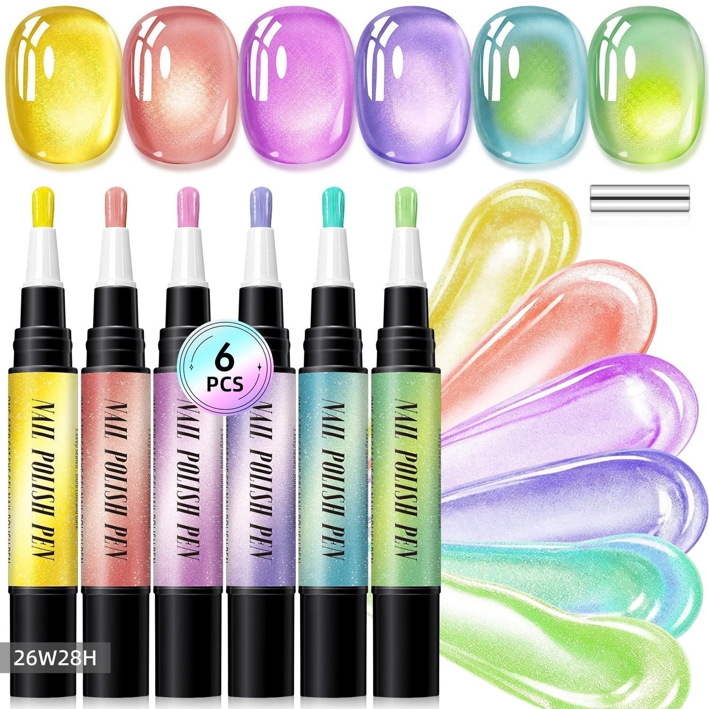 6PCS One-Step Gel Nail Art Pen Set