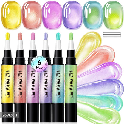 6PCS One-Step Gel Nail Art Pen Set