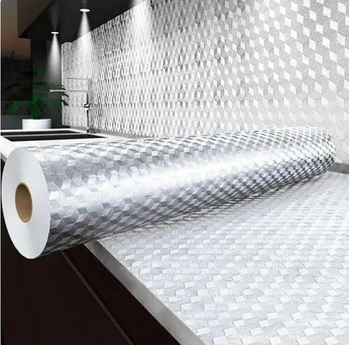 Stainless Steel Kitchen Oil-Proof Adhesive Wallpaper Roll