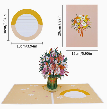 💌2-in-1 Gift & Décor for Every Moment🌸3D Flower Bouquet Pop Up Card