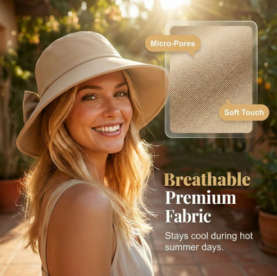 Women's Bowknot Wide Brim Sun Protective Hat