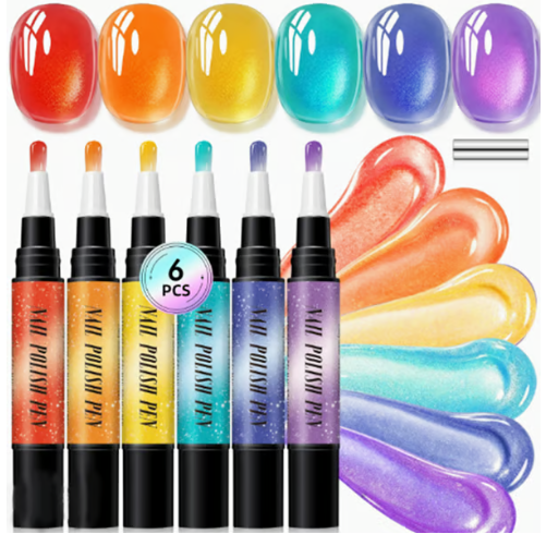 💅 6PCS One-Step Gel Nail Art Pen Set – Salon Beauty at Home