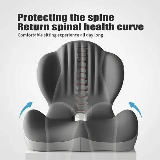Cojín ergonómico de espuma viscoelástica con soporte lumbar y para la espalda, alivia el dolor de espalda, reduce la presión