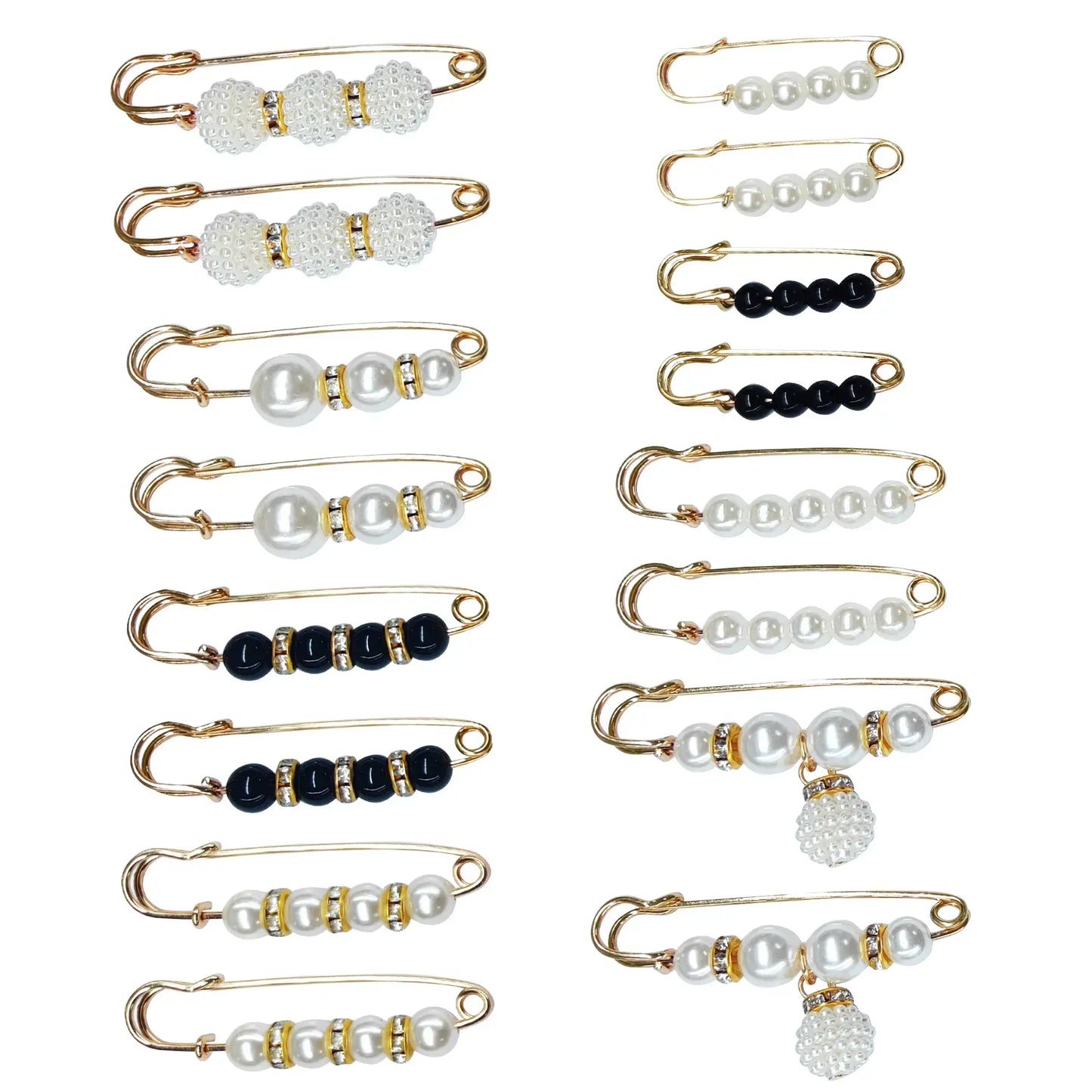 8PCS Pearl Brooch Pins, Faux Pearl Safety Pins for Dresses, Cardigans & Scarves