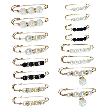 8PCS Pearl Brooch Pins, Faux Pearl Safety Pins for Dresses, Cardigans & Scarves