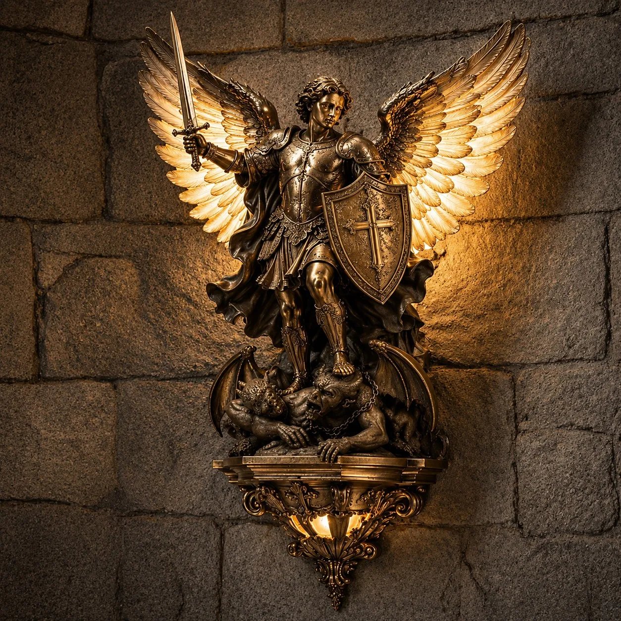 🕊️Luz de pared Arcángel San Miguel Ángel de la Guarda✨