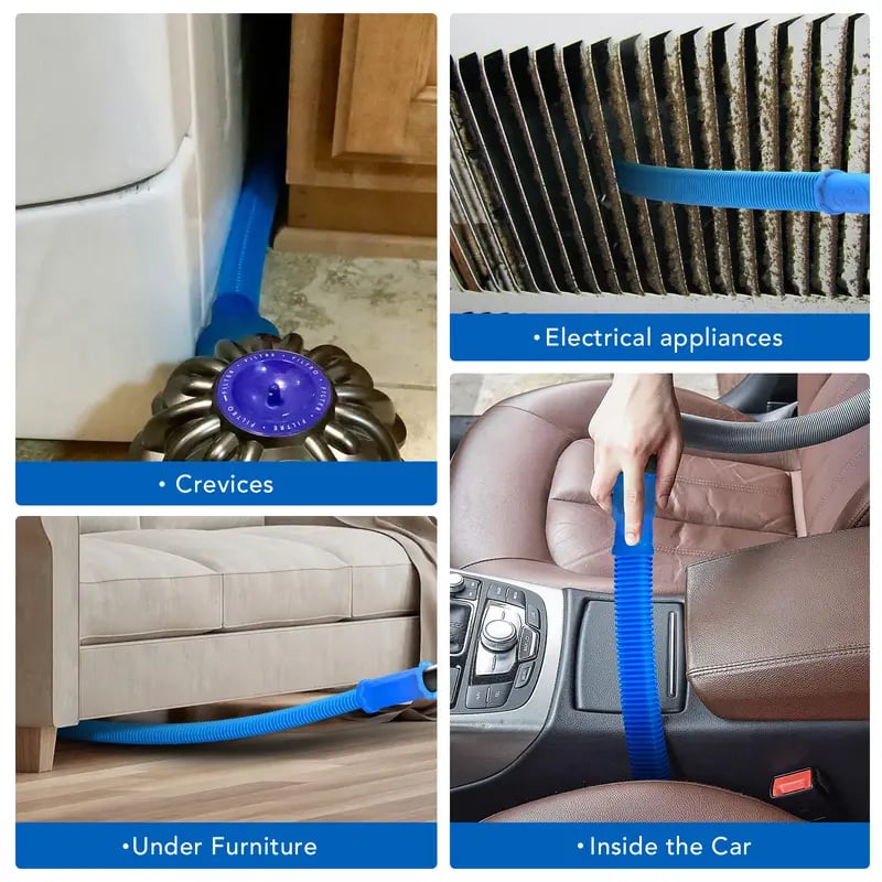 Dryer Vent Cleaner kit Dryer Lint Vacuum Attachment with Stretch Universal Connector, Dryer Vent Cleaning Tool Vacuum Hose Lint Remover, Blue