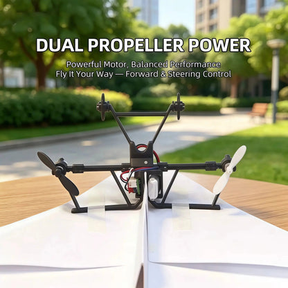 Power-Up RC Paper Airplane Kit with Gyro Stabilizer – DIY Electric Remote Control Plane with Dual Propellers, Lightweight Foldable Flying STEM Toy