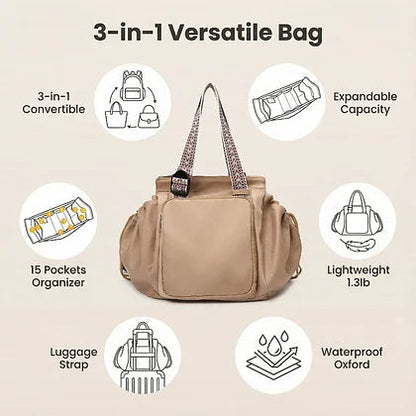 3-in-1 Convertible Large Capacity Tote/Backpack Bag