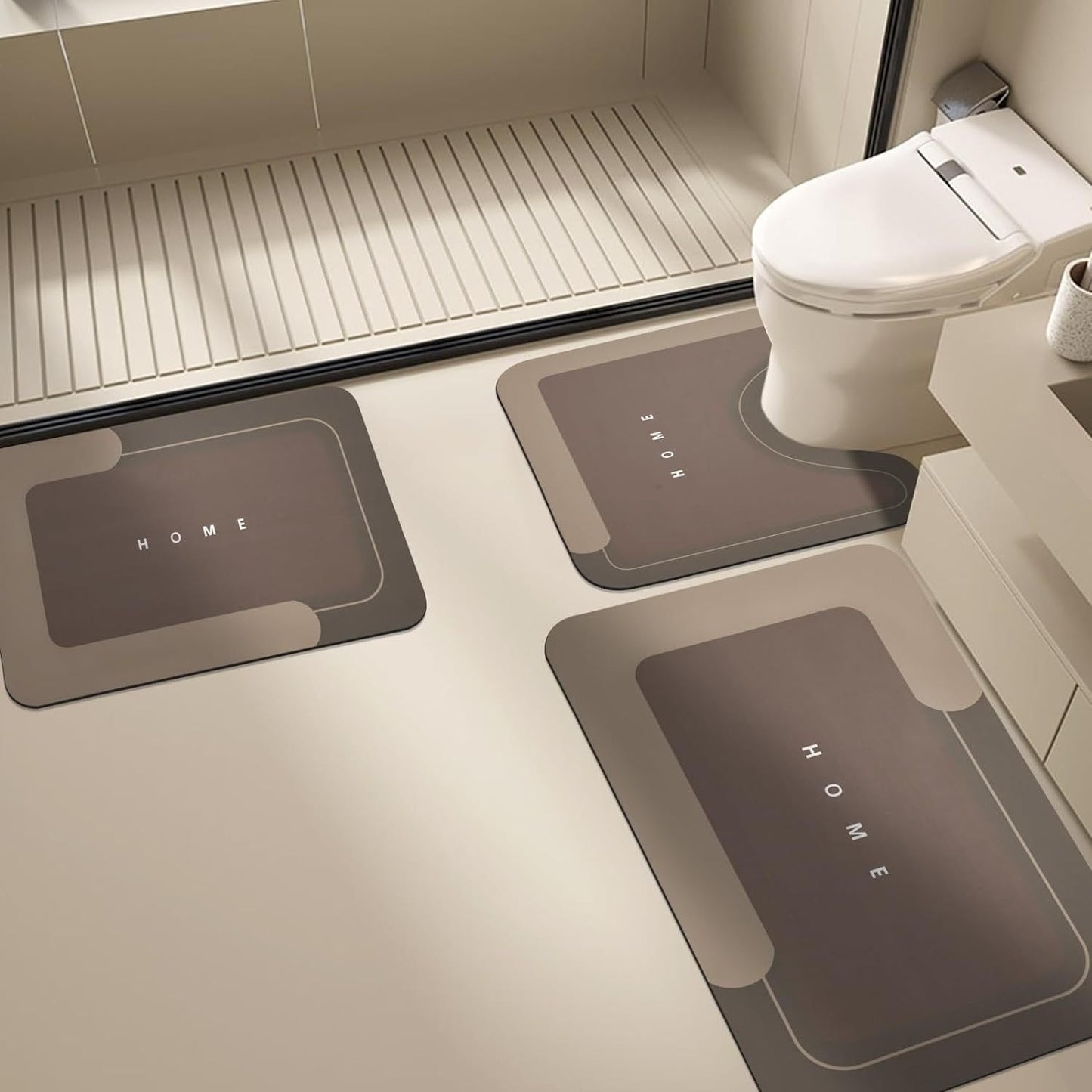 Three-piece non-slip bathroom mat set