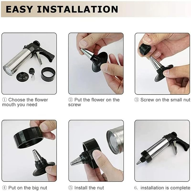 Stainless Steel Cookie Press with 13 Discs & 8 Nozzles